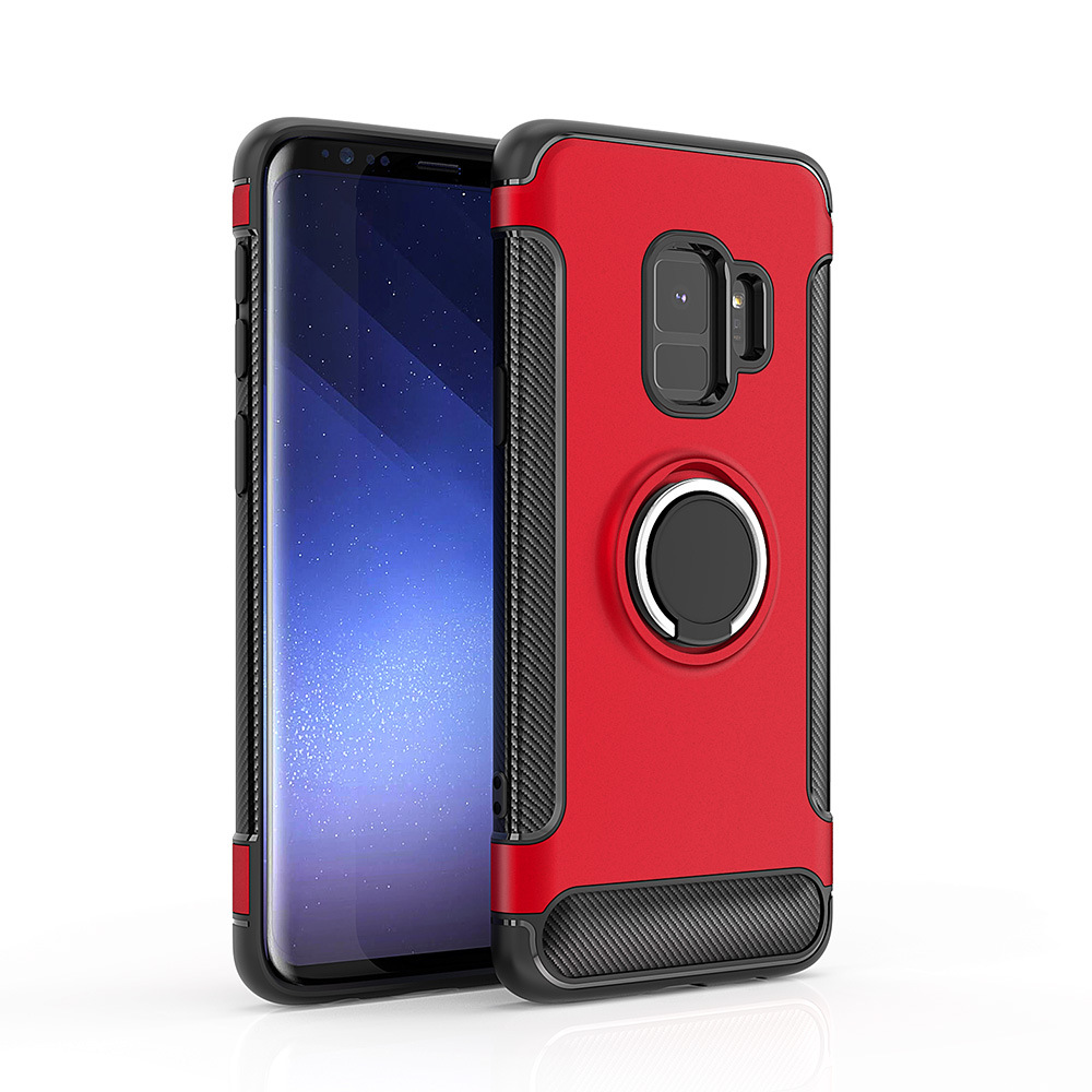 Galaxy S9+ (Plus) 360 Rotating RING Stand Hybrid Case with Metal Plate (Red)